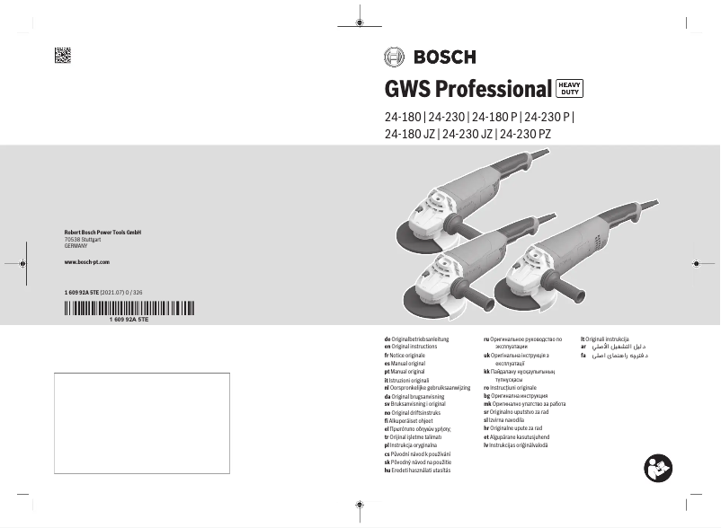 Page 1 de la notice Manuel utilisateur Bosch GWS 24-230 JVX Professional