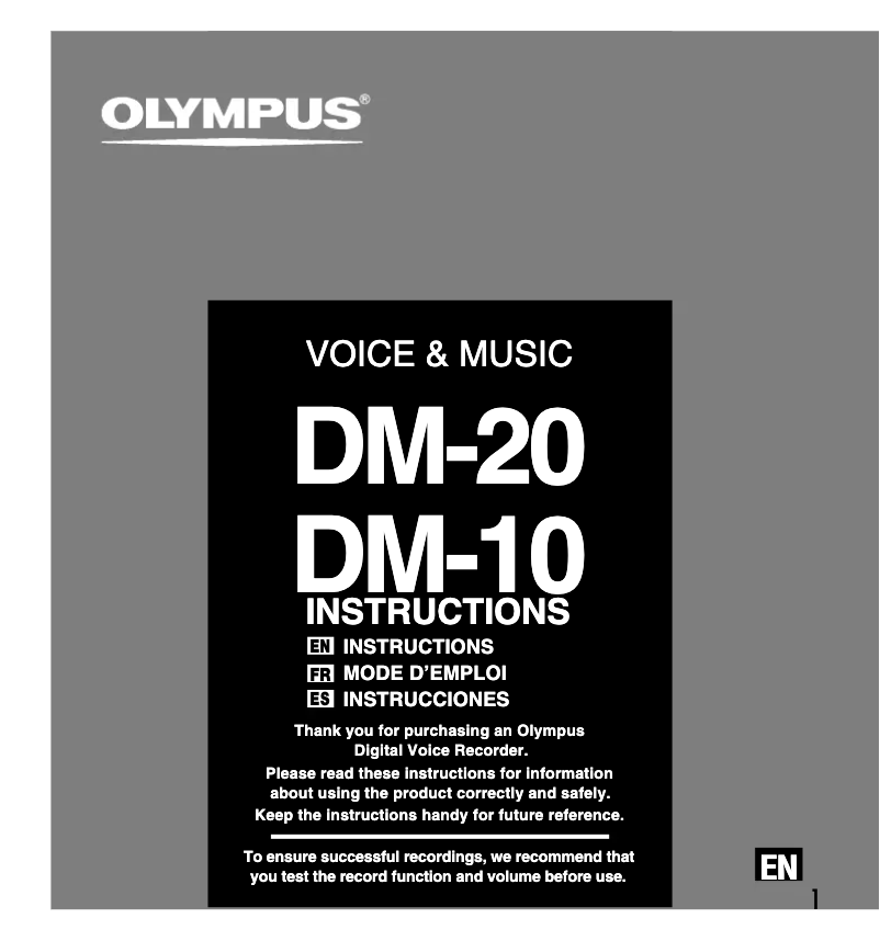Page 1 of the manual User Manual Olympus DM-20