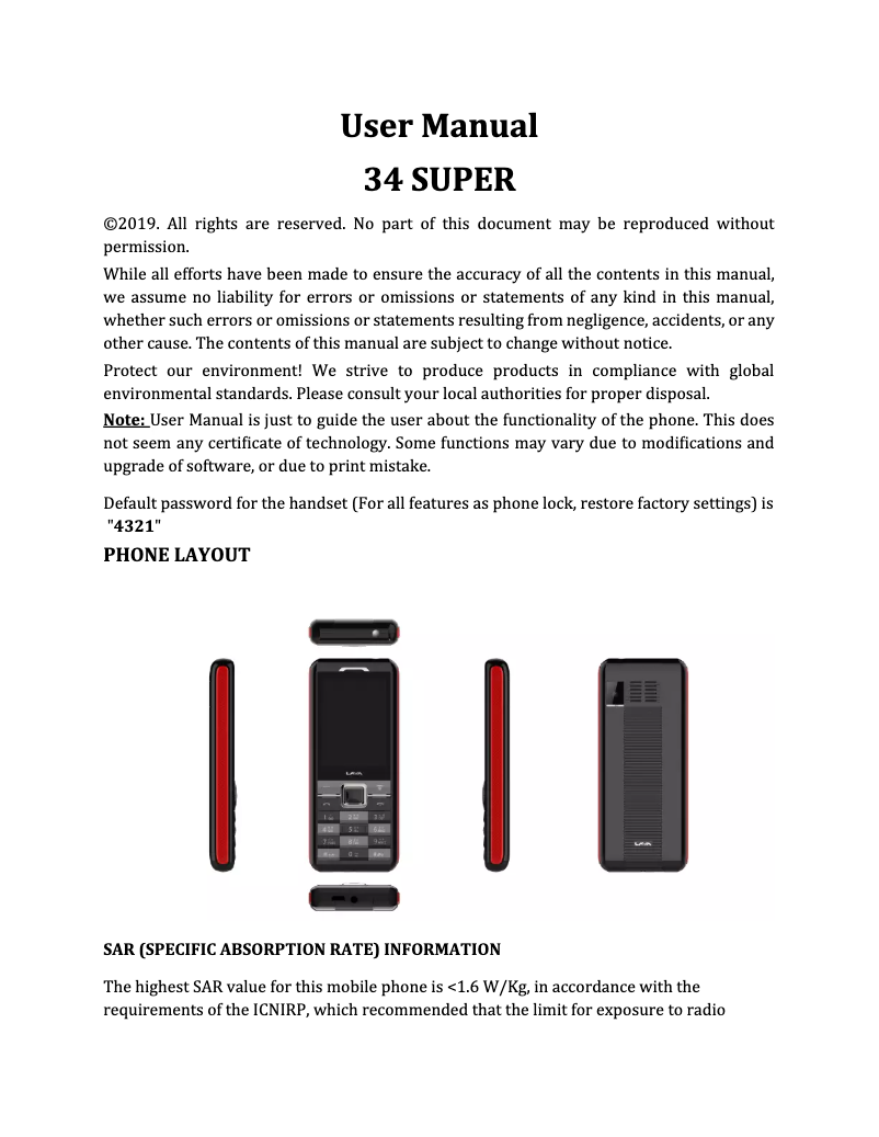 Page 1 de la notice Manuel utilisateur Lava 34 Super