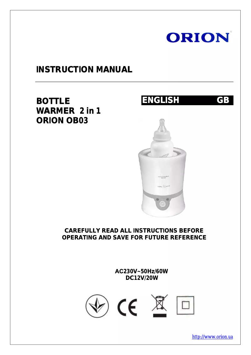 Página 1 del manual Manual de usuario Orion OB03