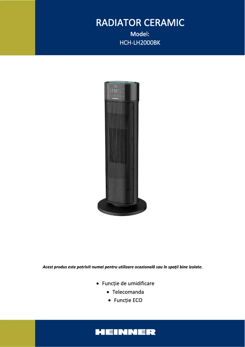 Page 1 de la notice Manuel utilisateur Heinner HCH-LH2000BK