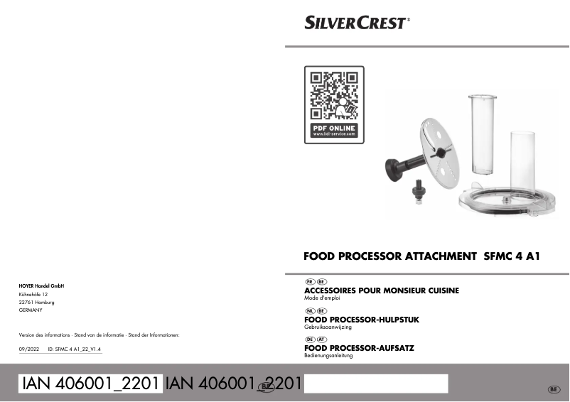 Page 1 de la notice Manuel utilisateur SilverCrest SFMC 4 A1