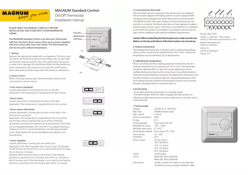 Page n°1 - Manuel utilisateur Magnum Standard Control