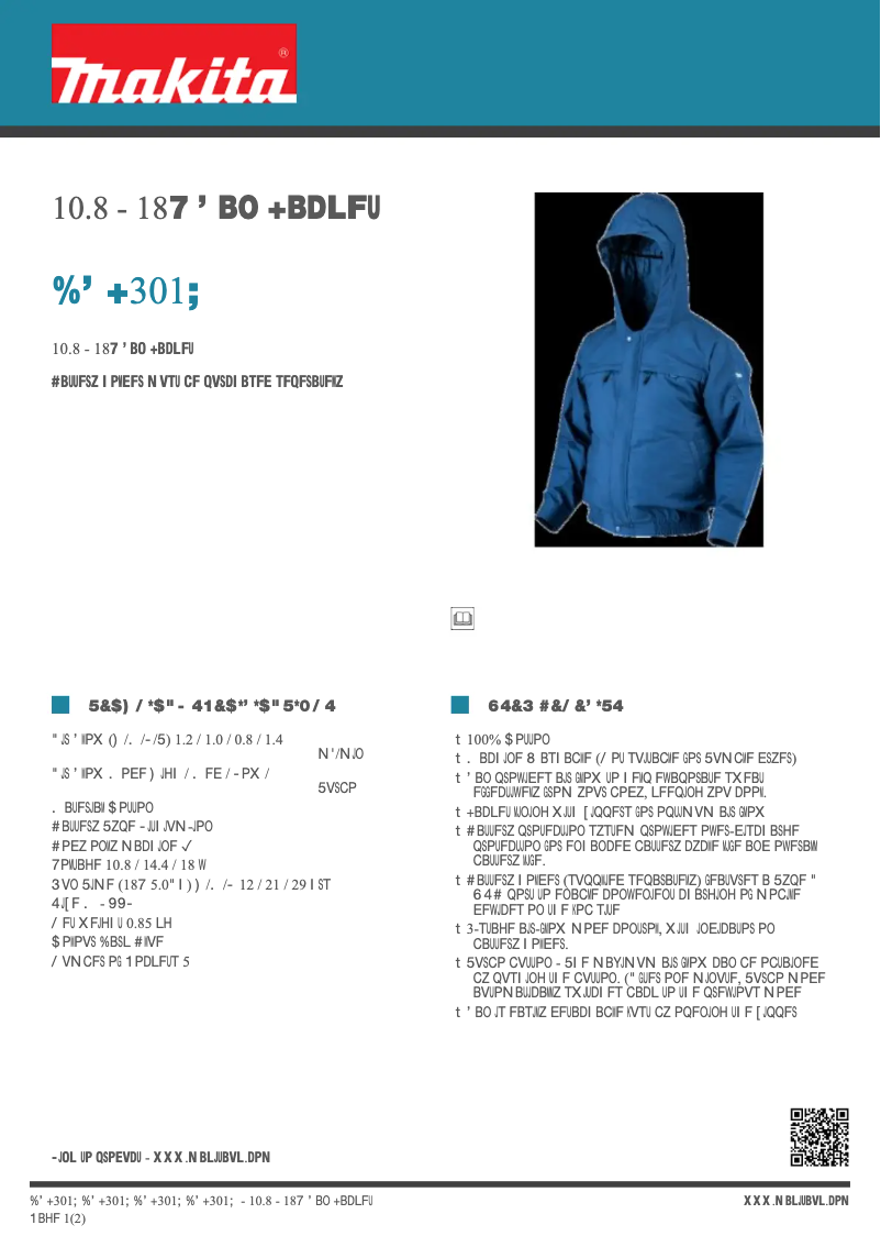 Page n°1 - Fiche technique Makita DFJ301Z