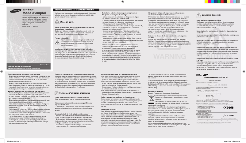 Page n°1 - Manuel utilisateur Samsung B320
