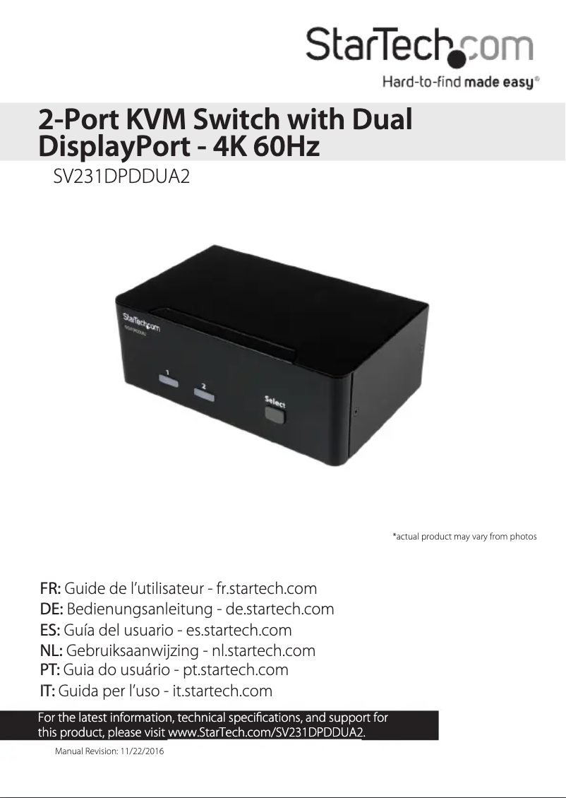 Page n°1 - Manuel utilisateur StarTech.com SV231DPDDUA2