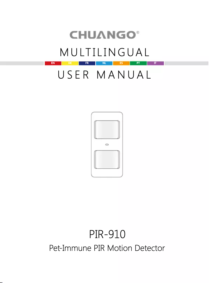 Page 1 de la notice Manuel utilisateur Chuango PIR-910