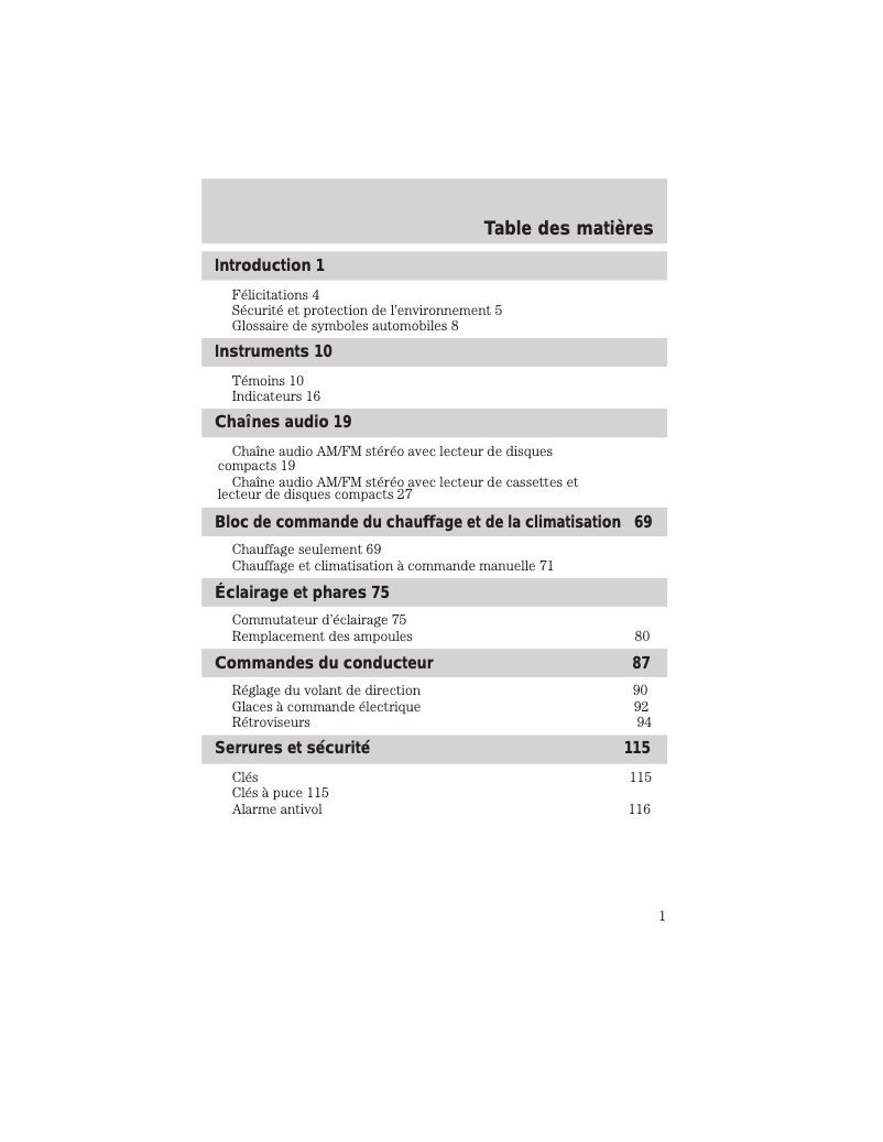 Page n°1 - Manuel utilisateur Ford Escape (2002)