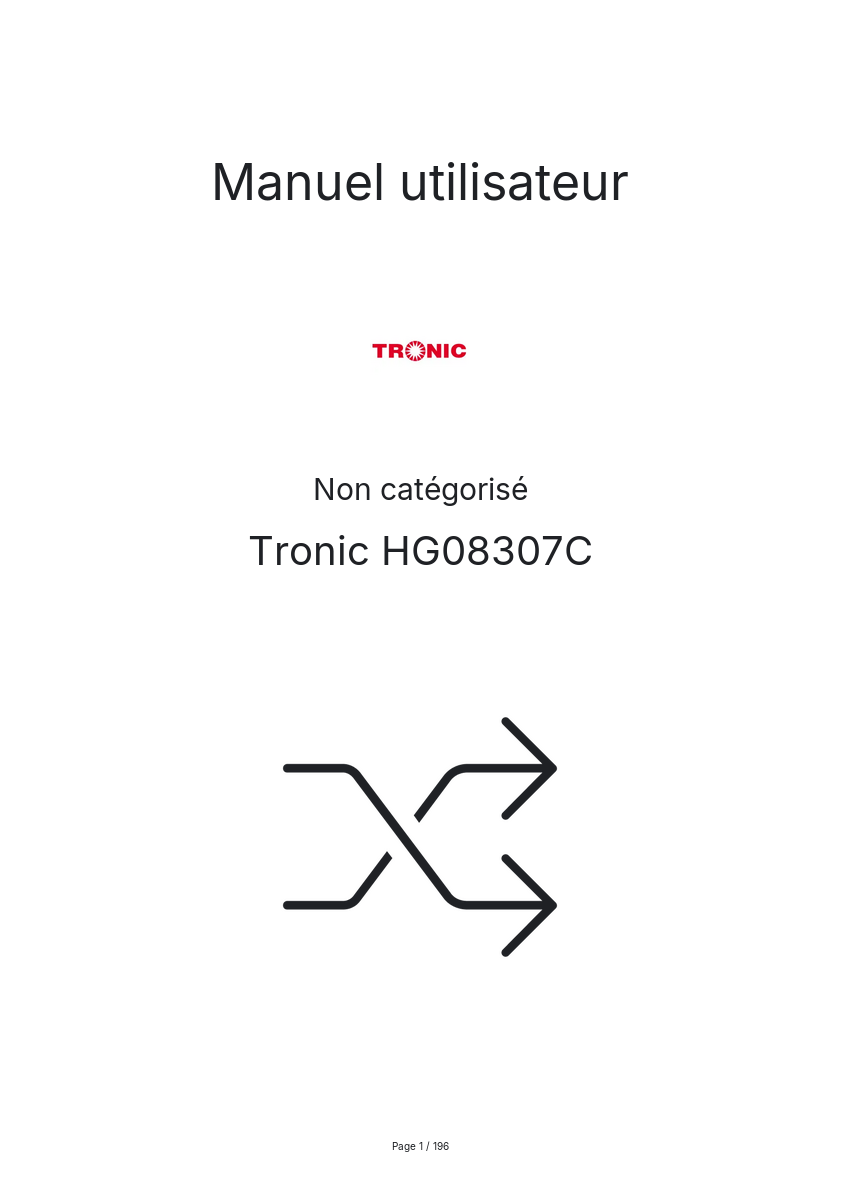 Page 1 de la notice Manuel utilisateur Tronic HG08307C