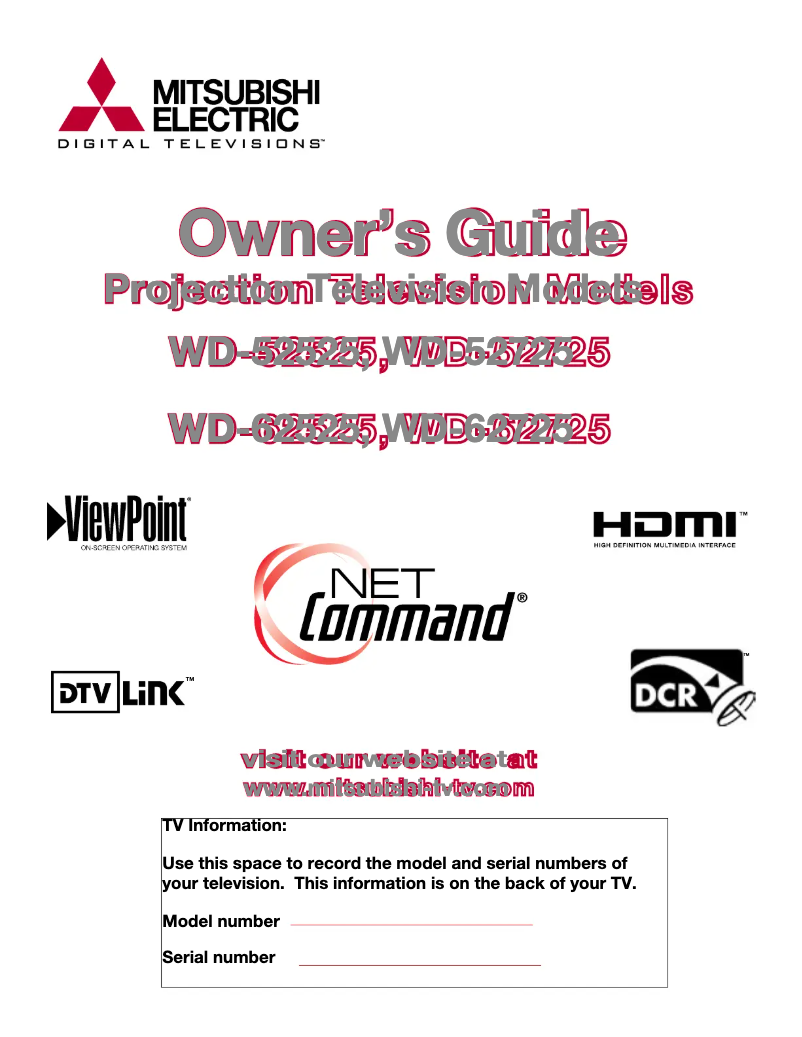 Page 1 de la notice Manuel utilisateur Mitsubishi WD-52525