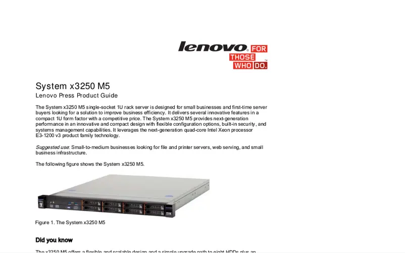Page 1 de la notice Manuel utilisateur Lenovo eServer xSeries X3250 M5