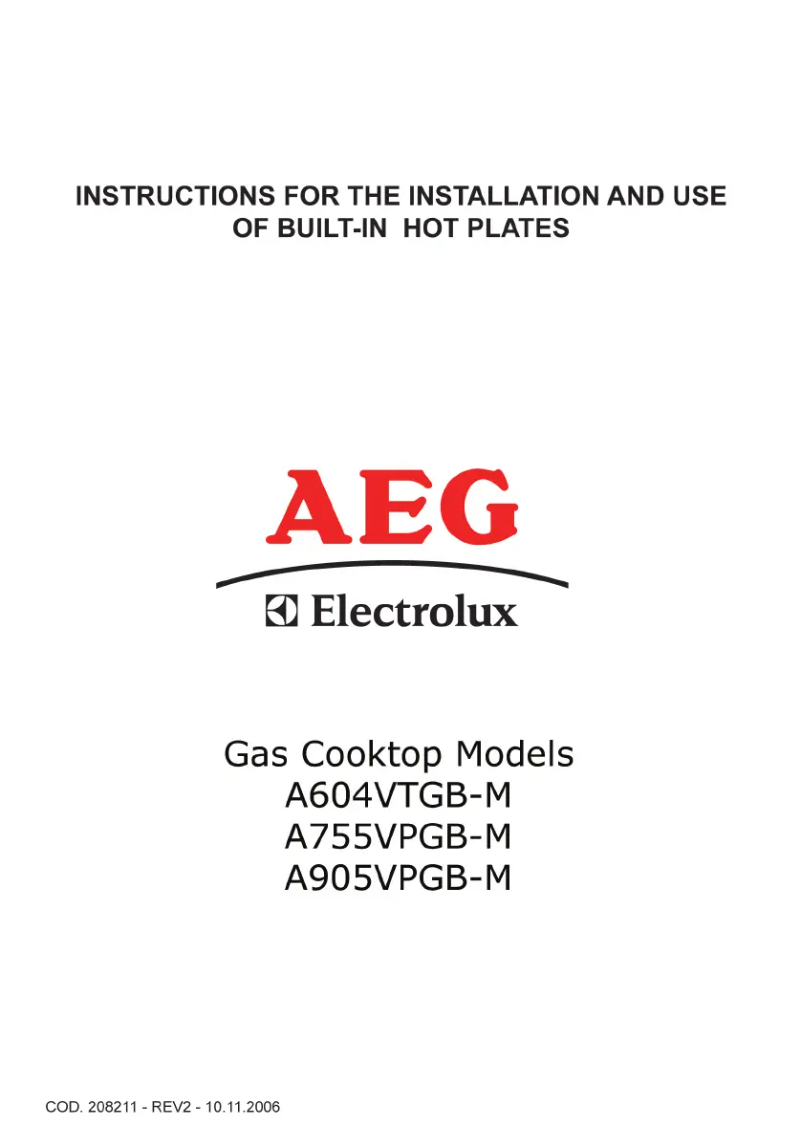 Page n°1 - Manuel utilisateur AEG A604VTGB-M