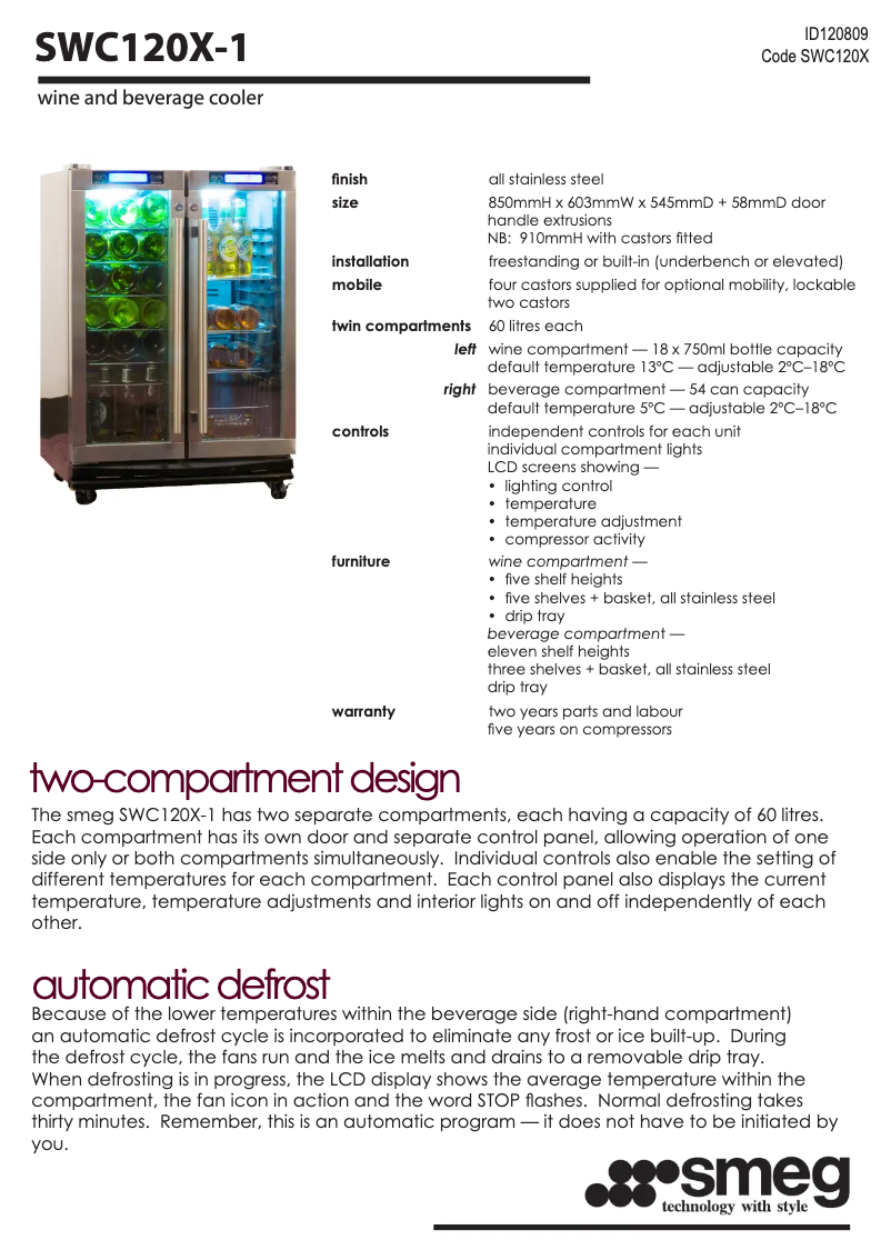 Image de la première page du manuel de l'appareil SWC120X-1
