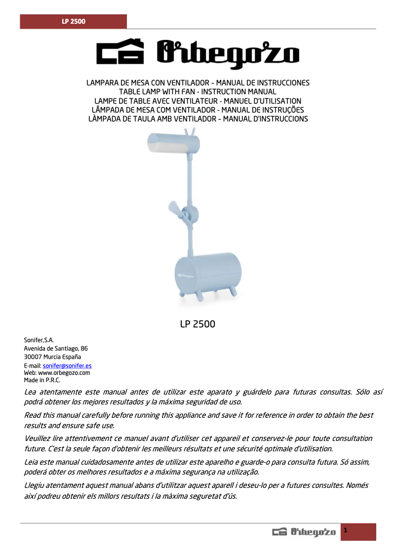 Image de la première page du manuel de l'appareil LP 2500