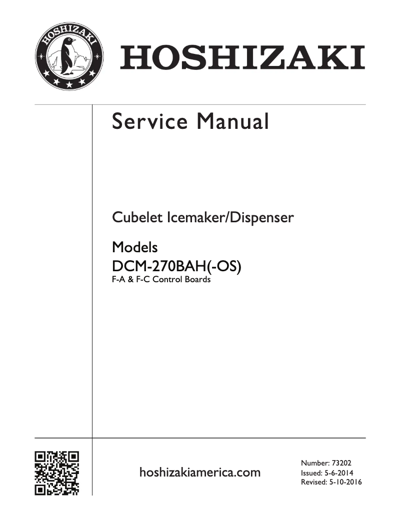 Page n°1 - Manuel utilisateur Hoshizaki DCM-270BAH