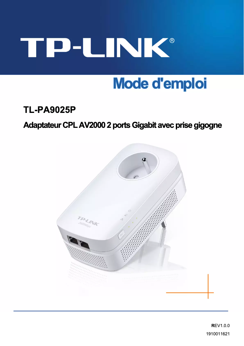 Page 1 de la notice Guide d'installation TP-Link TL-PA9025P