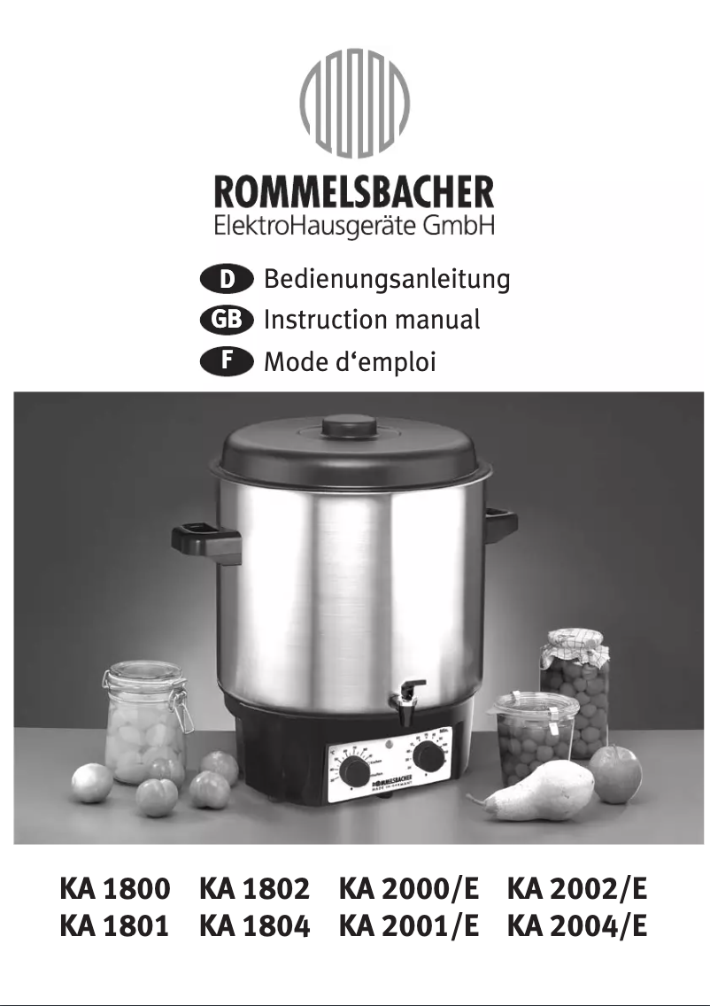 Page n°1 - Manuel utilisateur Rommelsbacher KA 2004