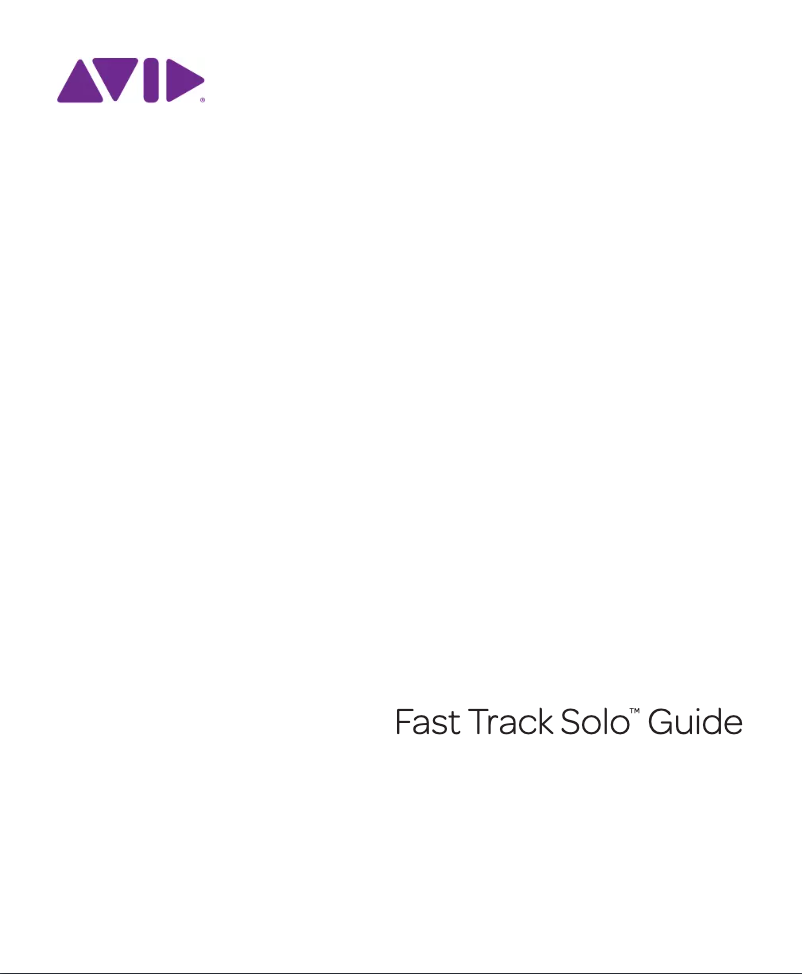 Page n°1 - Manuel utilisateur Avid Fast Track Solo with Pro Tools Express