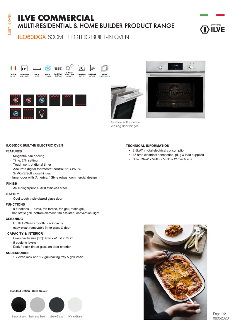 Página 1 del manual Ficha técnica Ilve ILO60DCX