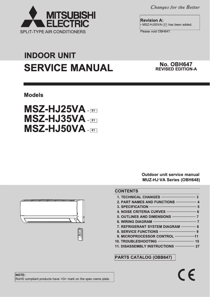 Page 1 de la notice Manuel utilisateur Mitsubishi MSZ-HJ35VA