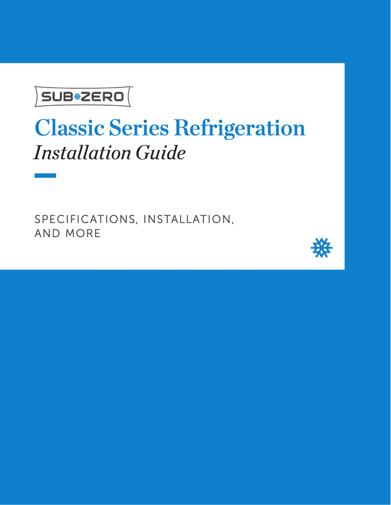Page n°1 - Guide d'installation Sub-Zero CL3650UIO