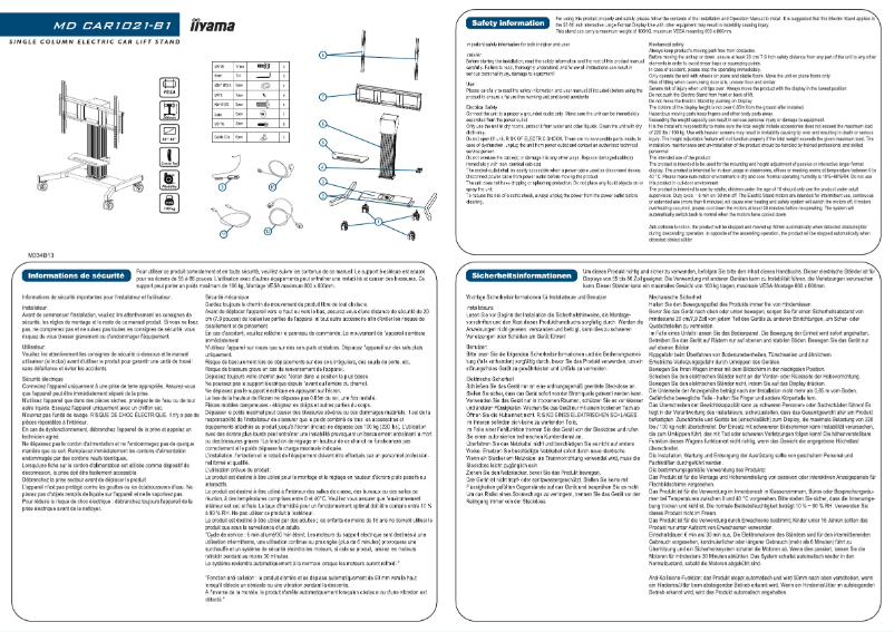 Page n°1 - Guide de démarrage rapide Iiyama MD CAR1021-B1