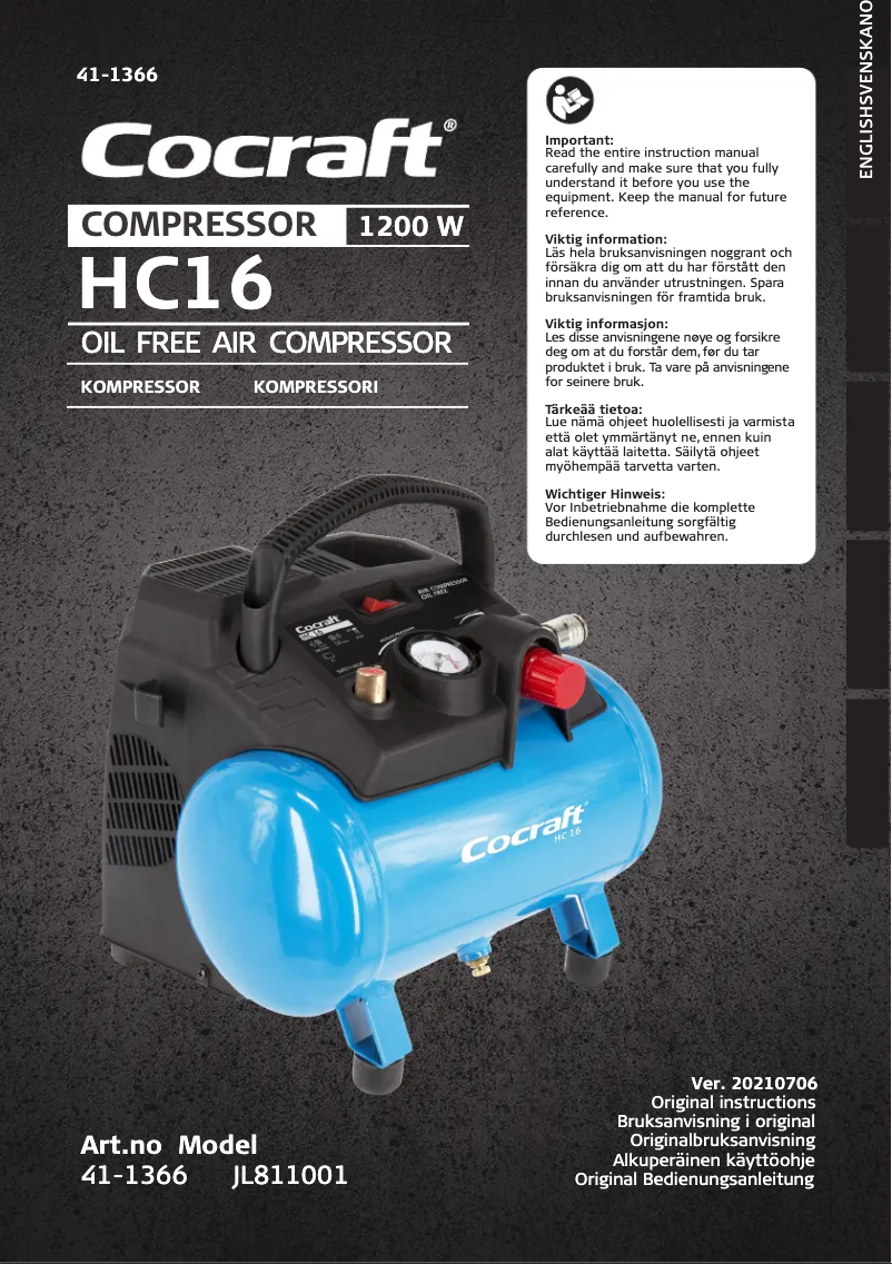 Page 1 de la notice Manuel utilisateur Cocraft HC 16