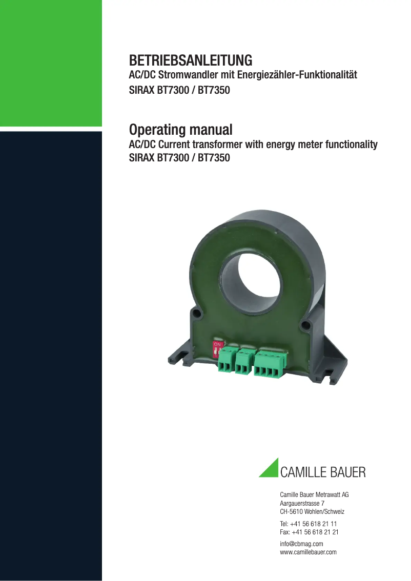 Page n°1 - Manuel utilisateur Camille Bauer SIRAX BT7350