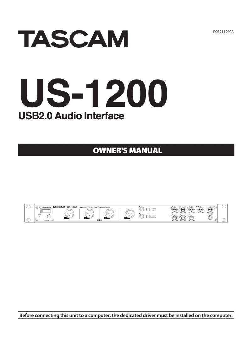 Página 1 del manual Manual de usuario Tascam US-1200