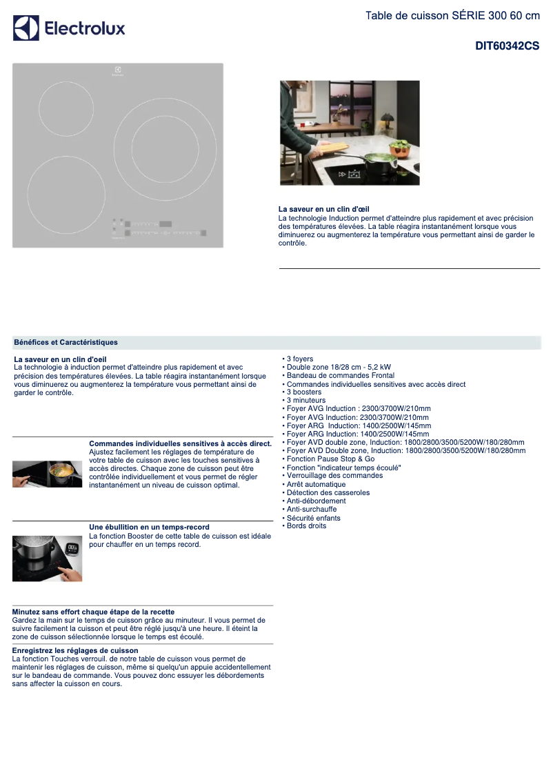 Page n°1 - Fiche technique Electrolux DIT60342CS