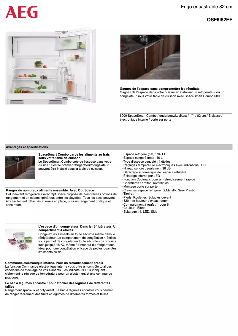 Page n°1 - Fiche technique AEG OSF6I82EF