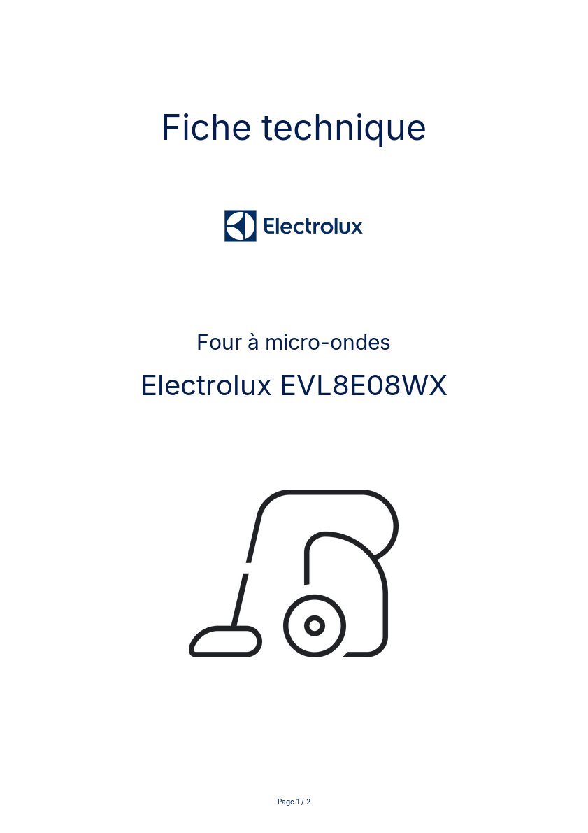 Page n°1 - Fiche technique Electrolux EVL8E08WX