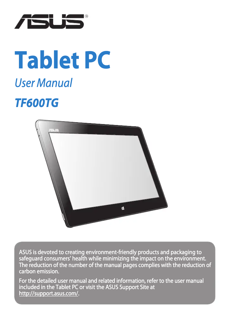 Image de la première page du manuel de l'appareil VivoTab TF600TG