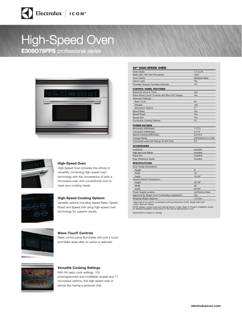 Image de la première page du manuel de l'appareil ICON E30SO75FPS