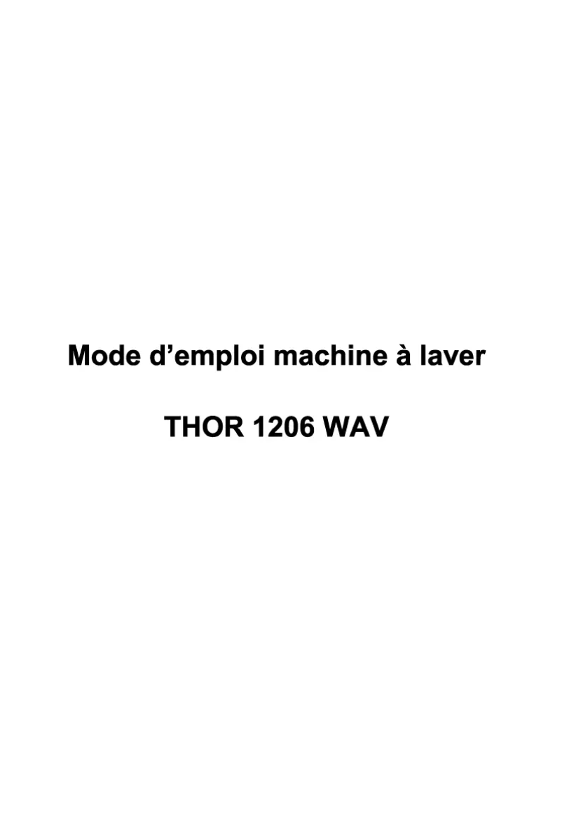 Image de la première page du manuel de l'appareil THOR 1206 WAV
