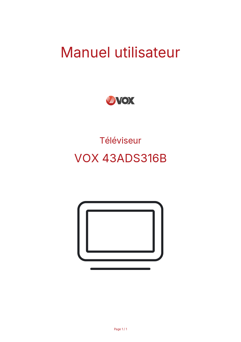 Page n°1 - Manuel utilisateur VOX 43ADS316B