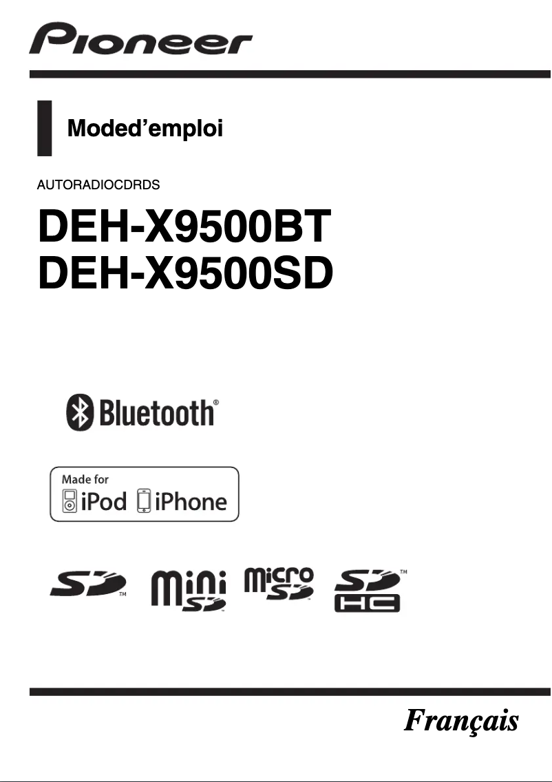 Page 1 de la notice Manuel utilisateur Pioneer DEH-X9500BT