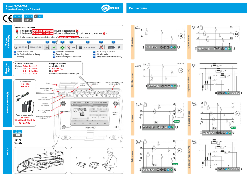 Page n°1 - Guide de démarrage rapide Sonel PQM-707