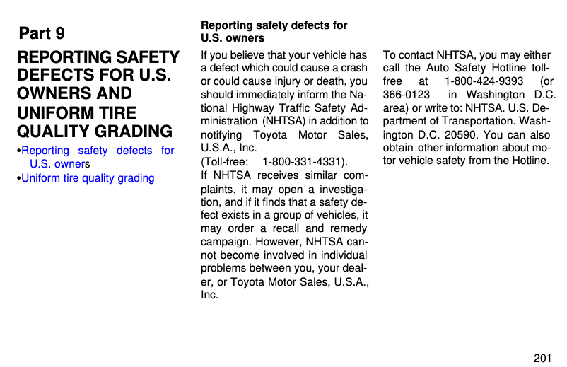 Page 1 de la notice Instructions de sécurité Toyota RAV4 (1997)