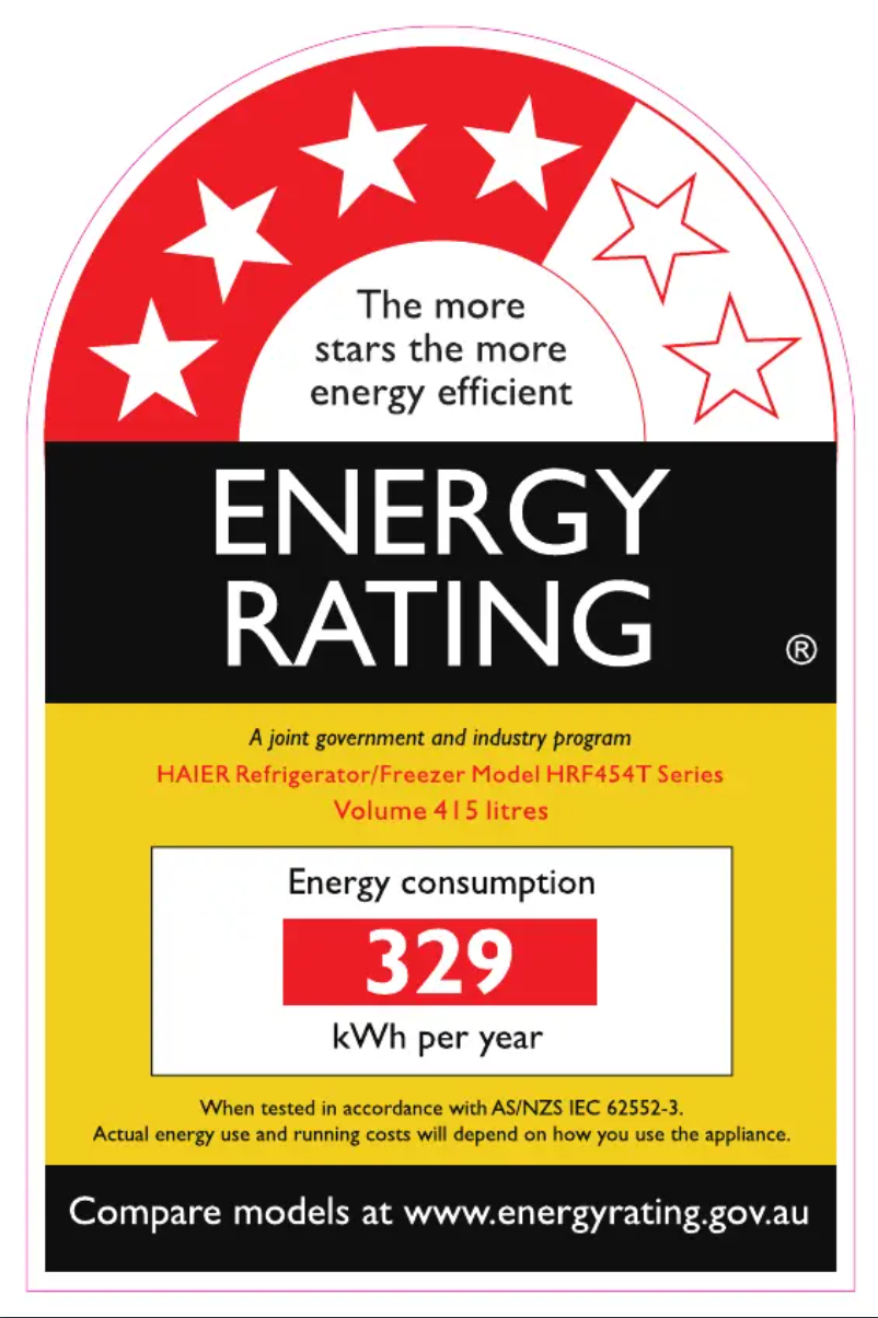 Page n°1 - Label énergétique Haier HRF454TS3