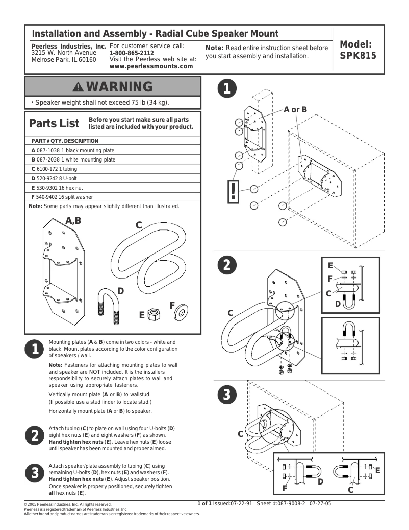 Image de la première page du manuel de l'appareil SPK815