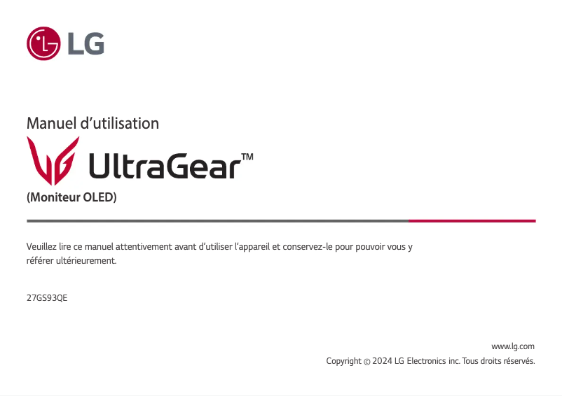 Page n°1 - Manuel utilisateur LG UltraGear 27GS93QE