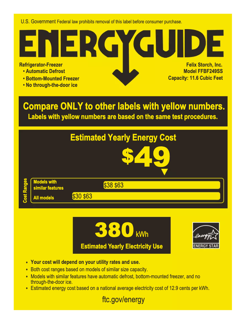 Page n°1 - Label énergétique Summit FFBF249