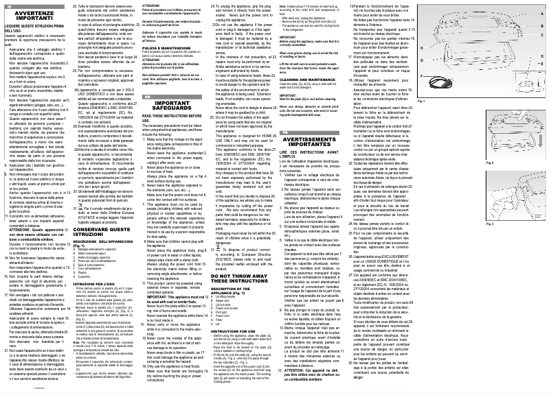 Page 1 de la notice Manuel utilisateur Ariete Scaldì 797