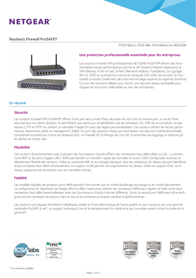 Page n°1 - Fiche technique Netgear SRX5308