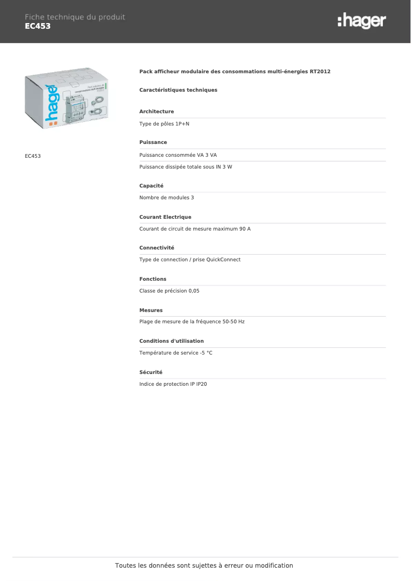 Image de la première page du manuel de l'appareil EC453