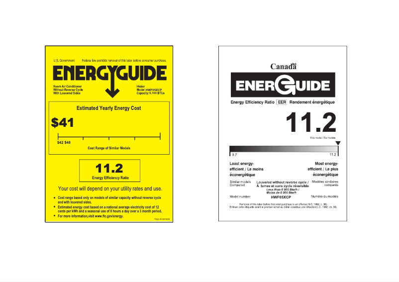 Page n°1 - Label énergétique Haier HWF05XCP