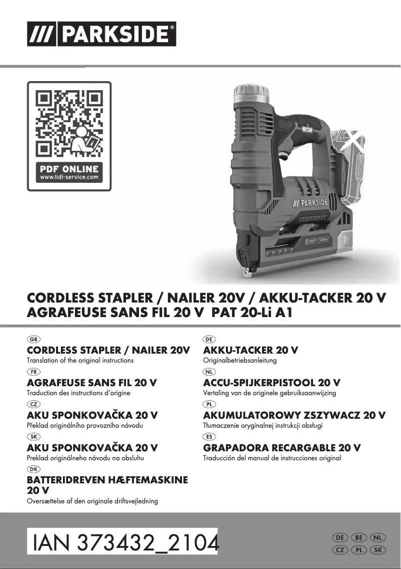 Image de la première page du manuel de l'appareil PAT 20-Li A1