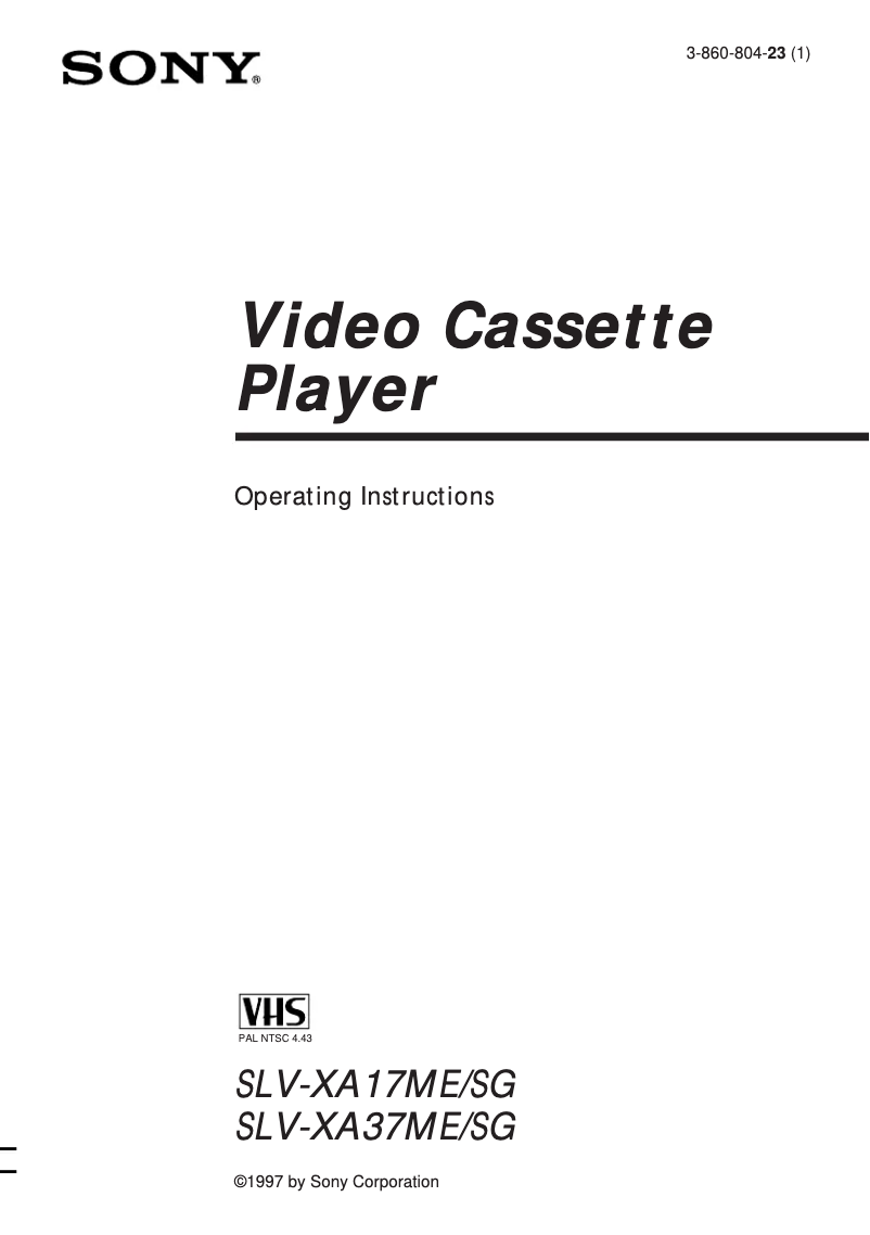 Page n°1 - Manuel utilisateur Sony SLV-XA37ME