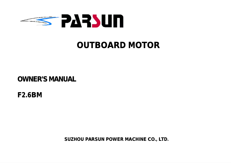 Page 1 de la notice Manuel utilisateur Parsun F2.6BM